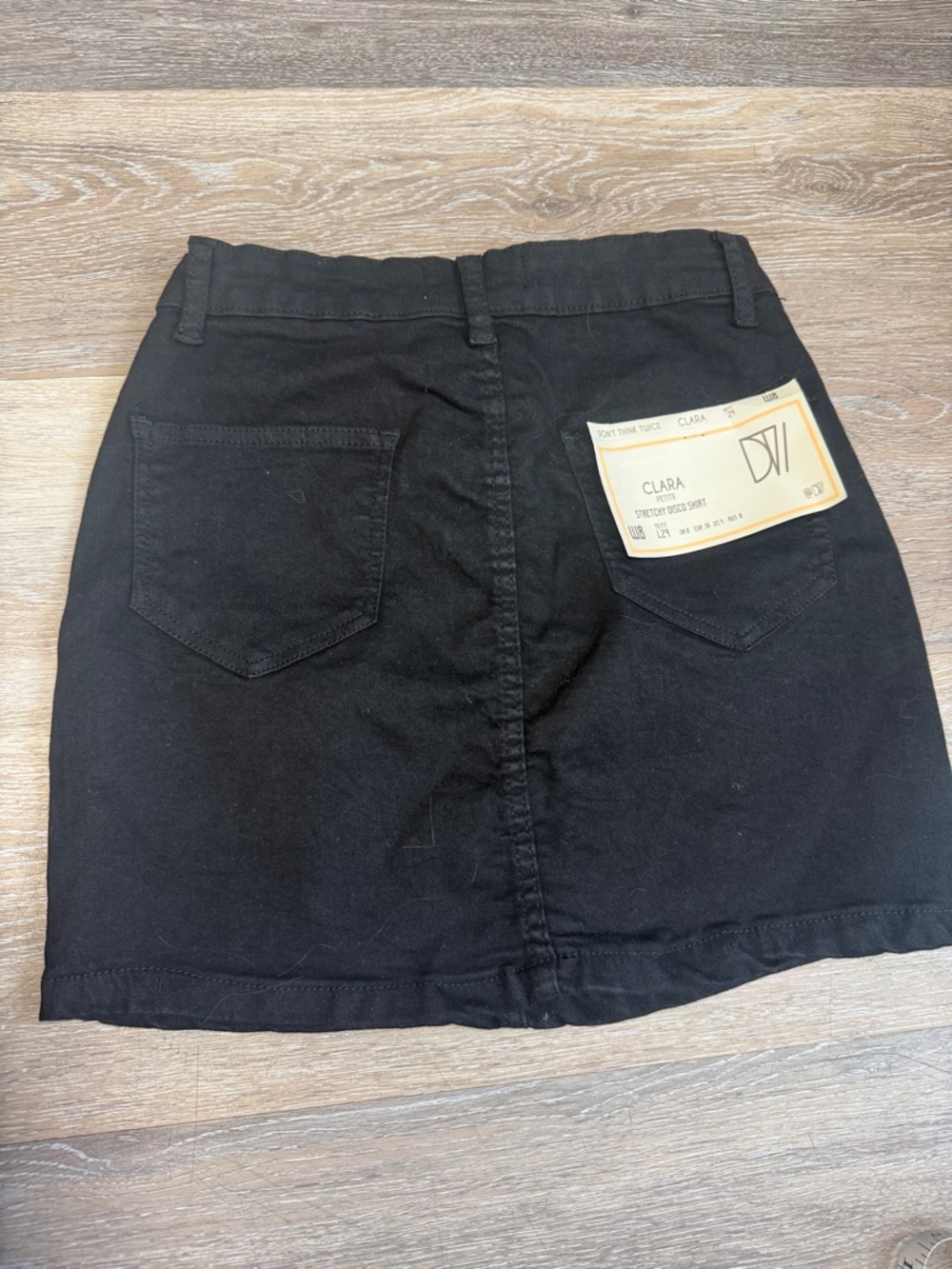 DV by Dolce Vita Black Clara Mini Denim Skirt, size 4 petite.